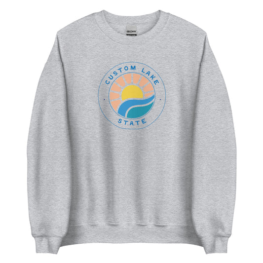 Pink Waves Lake Logo Custom Crewneck Sweatshirt