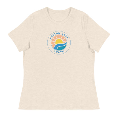 Pink Waves Lake Logo Custom Women's T-Shirt