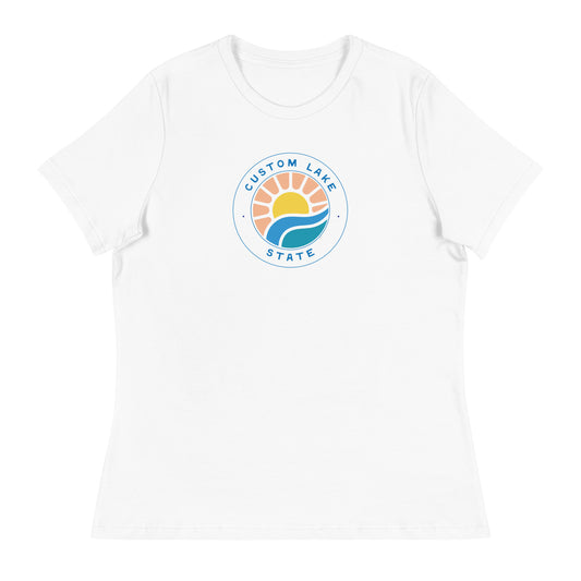 Pink Waves Lake Logo Custom Women's T-Shirt