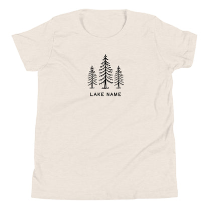 Three Trees Custom Lake Logo Youth Short Sleeve T-Shirt